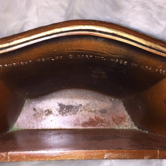 Vintage Bronze Copper Neoclassical Scrolled Embossed Filigree Wall Pocket - Picture 7 of 8